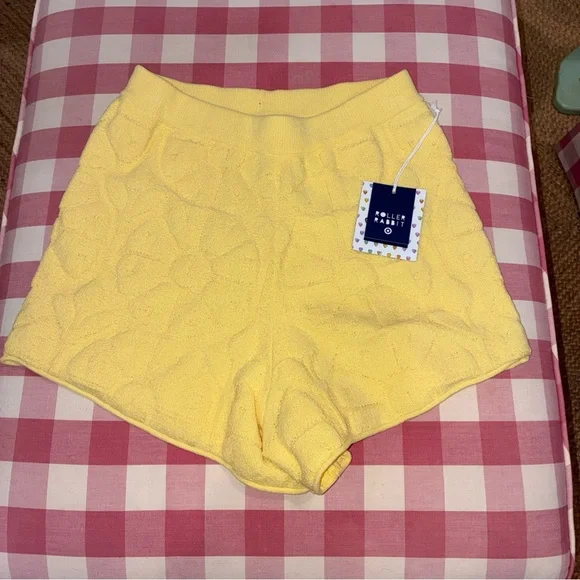 Nwt Roller Rabbit Yellow Women's Shorts Target Terry cloth s small flower pull